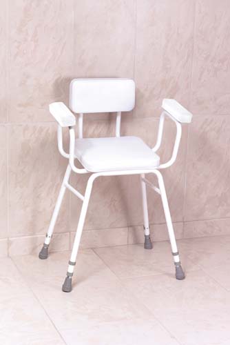 Malvern Vinyl Seat Perching Stool With Padded Arms + Padded Back