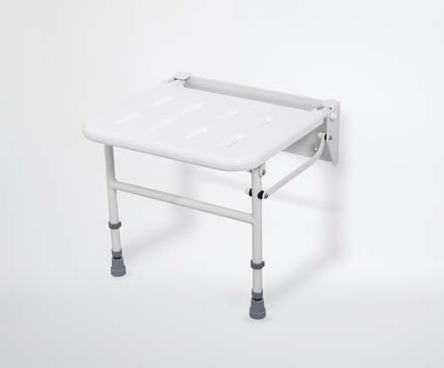 NymaPRO wall mounted folding shower seat with legs