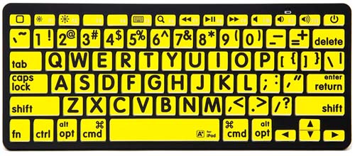 Image of the Large print keyboard stickers - black on yellow