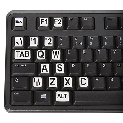 Image of the Large print keyboard stickers - black on white
