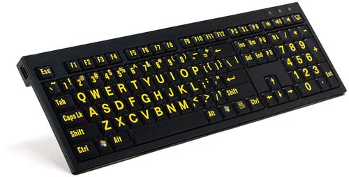 Image of the Large Print Keyboard with Detachable Light - Yellow on Black Keys (Windows Only)