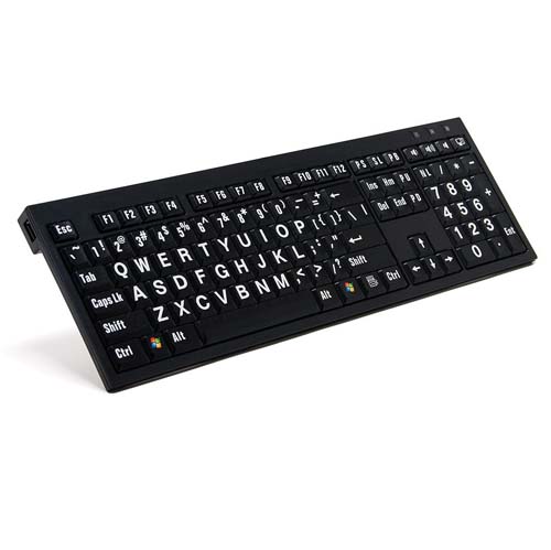 Image of the Large Print Keyboard with Detachable Light - White on Black Keys (Windows Only)