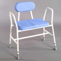 Bariatric Adjustable Height Perching stool with Tubular Arms & Padded Back