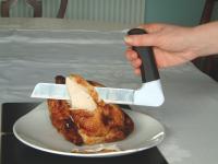 Image of the Stainless Steel Carving Knife with angled innon-slipin handle